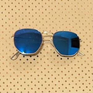 🆕 NEW Unisex UV400 Gold and Blue Reflective Sunglasses
